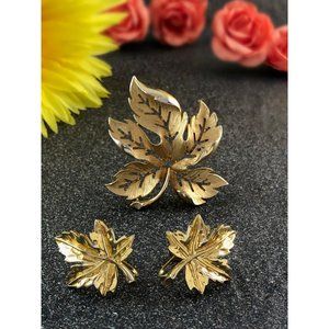 Vintage Gold Tone Brooch and Coro Earrings
